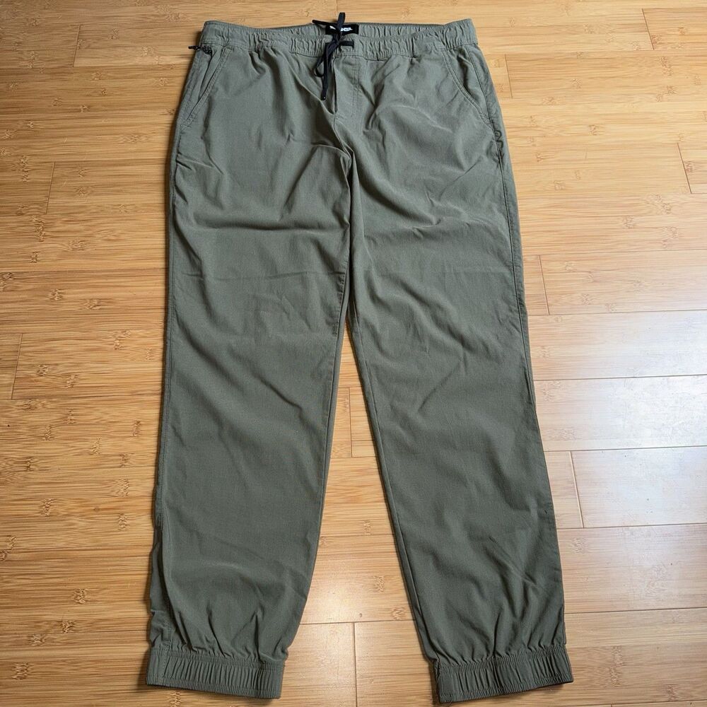 RSQ Mens Active Jogger Pants XL Green Tech Stretch Side Zip Pocket Hiking 29”